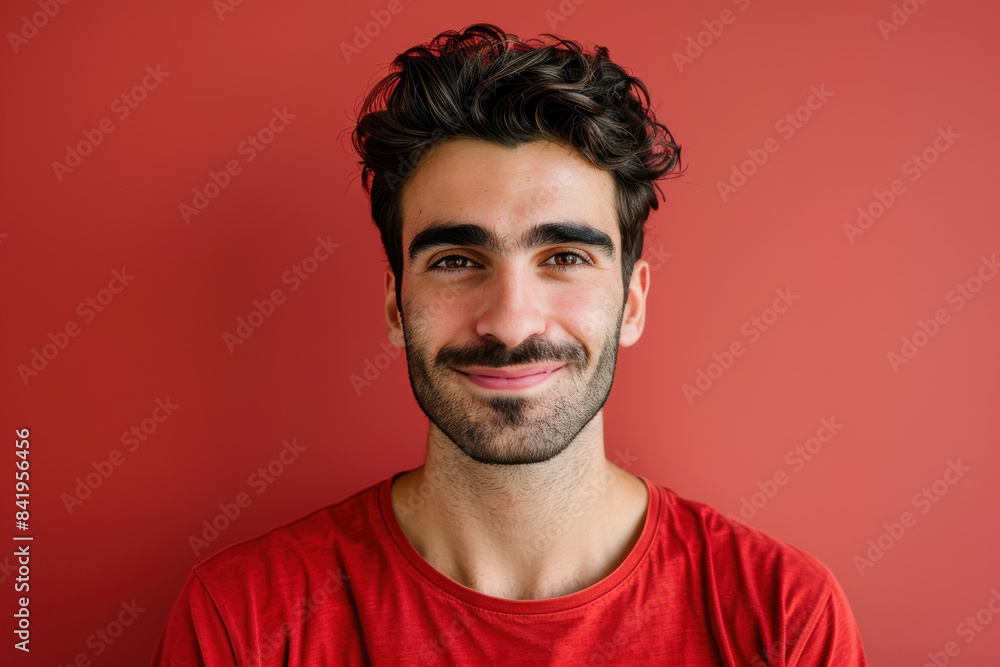 Obraz premium A close up portrait of a young man with a subtle smile