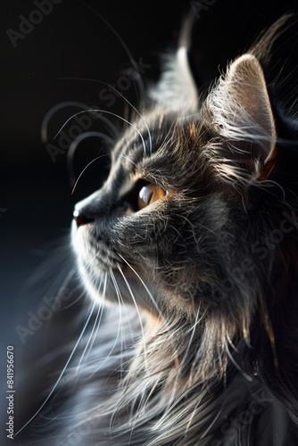 Potrait photography, of a cat with dramatic lighting