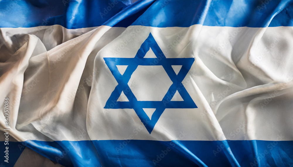 Israeli flag against scenic backdrop. Symbolizes patriotism, identity, unity, and connection to land. Enhanced image quality Israeli flag against scenic backdrop. Symbolizes patriotism, identity, unity, and connection to land. Enhanced image quality
