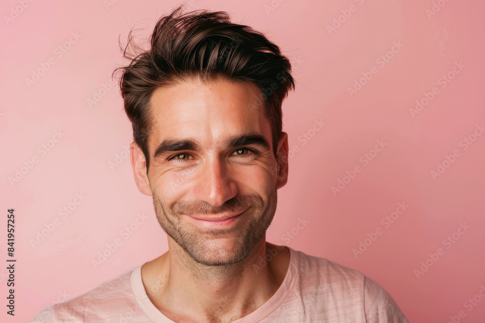Fototapeta premium A close up portrait of a young man with a subtle smile