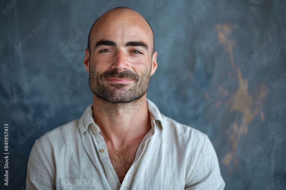 Fototapeta premium A close up portrait of a young man with a subtle smile
