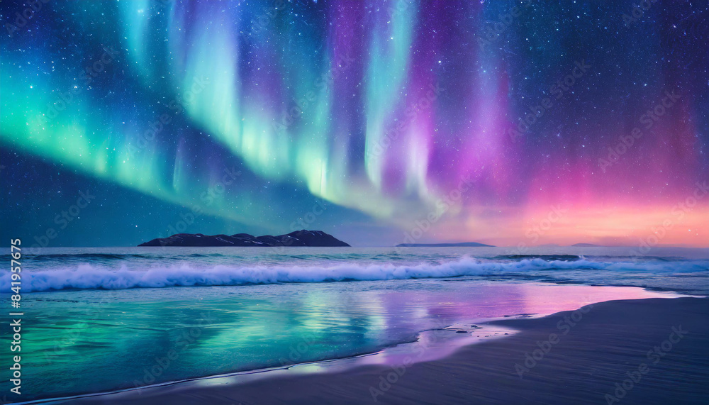 custom made wallpaper toronto digitalethereal blue and purple northern lights dancing over ocean, captivating and mesmerizing, perfect for posters, ads, and promotions