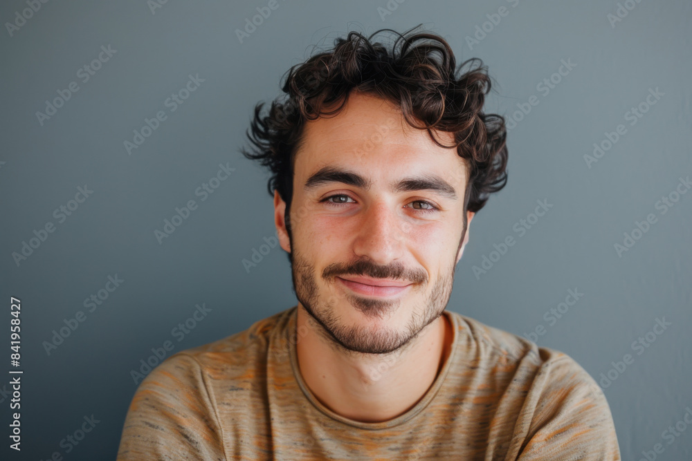 Fototapeta premium A close up portrait of a young man with a subtle smile