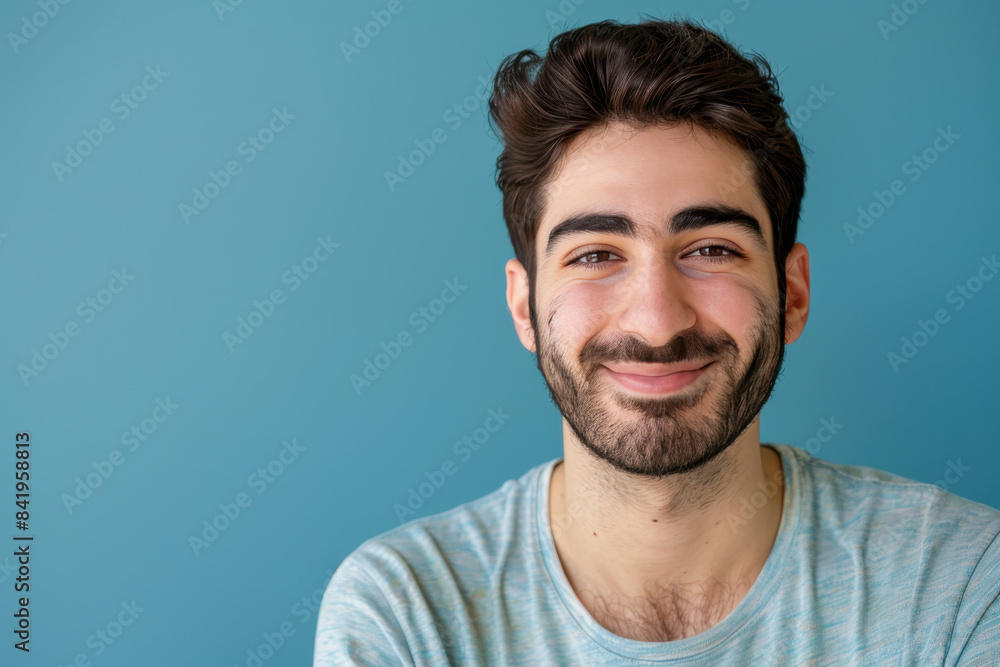 Obraz premium A close up portrait of a young man with a subtle smile