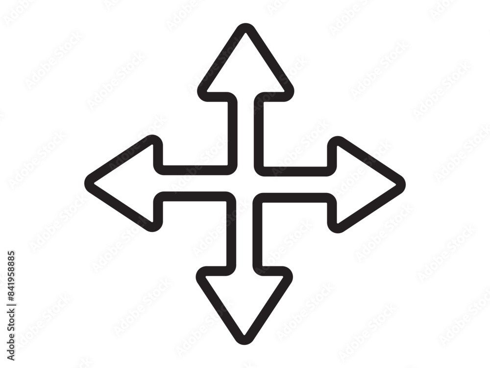Arrow icon, vector with stroke line. Four direction arrows icon, vector. A four-way black marker direction symbol, Plus sign. Vector Arrow Bullet Point icon Vector illustration. Arrow icon, vector with stroke line. Four direction arrows icon, vector. A four-way black marker direction symbol, Plus sign. Vector Arrow Bullet Point icon Vector illustration.