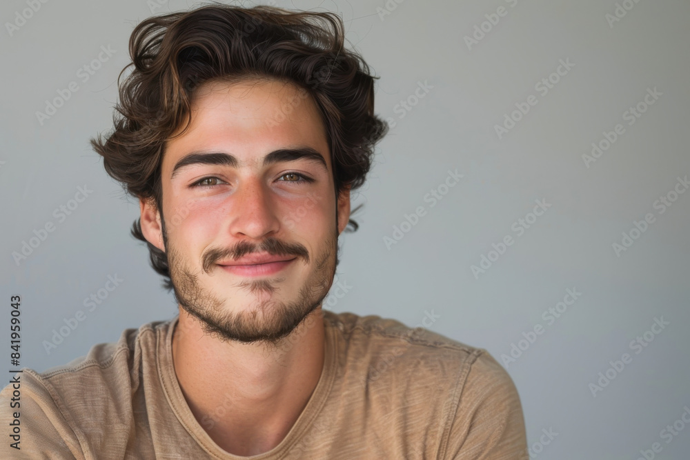 Fototapeta premium A close up portrait of a young man with a subtle smile