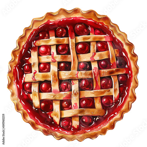 A delicious homemade cherry pie, perfect for any occasion isolated on white background photo