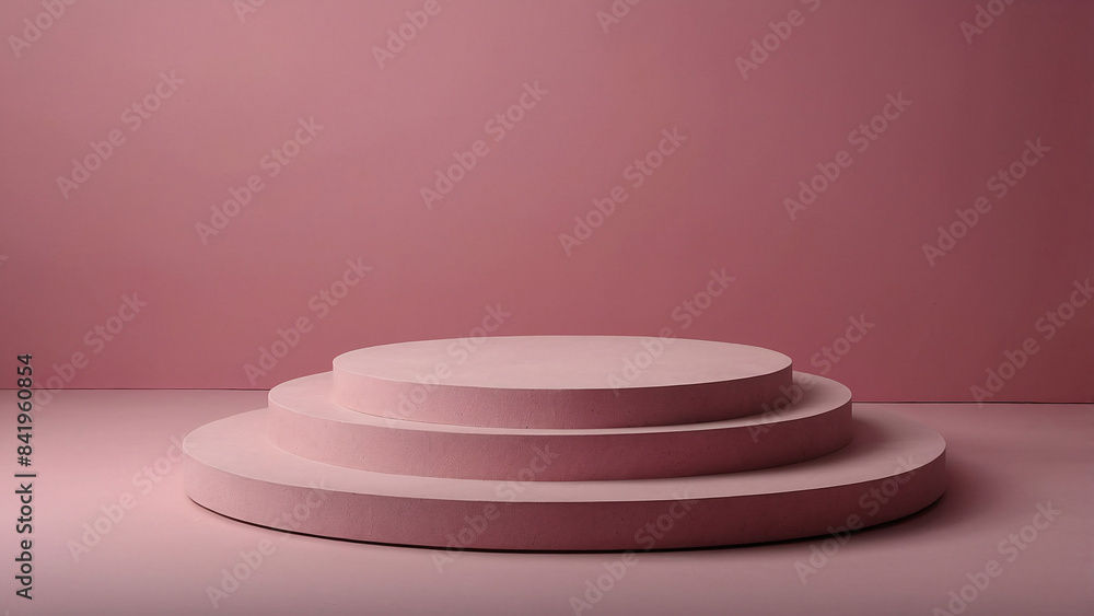 product round podium with pink background, View from front isometric product round podium with pink background, View from front isometric