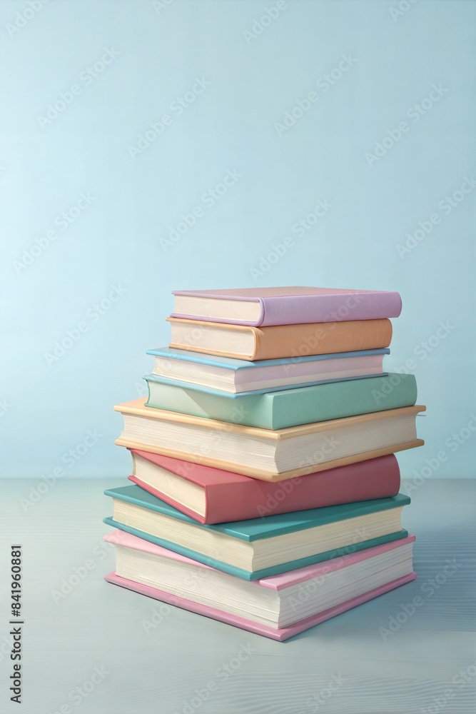 School book stack with white background and copy space. School banner for education advertising symbolizing knowledge and education, learning, study School book stack with white background and copy space. School banner for education advertising symbolizing knowledge and education, learning, study