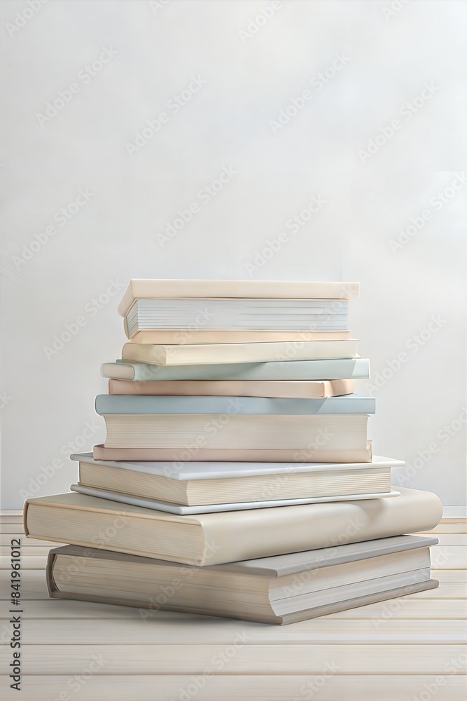 Stacks of colorful books with a yellow book on top featuring the text back to school on a wooden desk Stacks of colorful books with a yellow book on top featuring the text back to school on a wooden desk