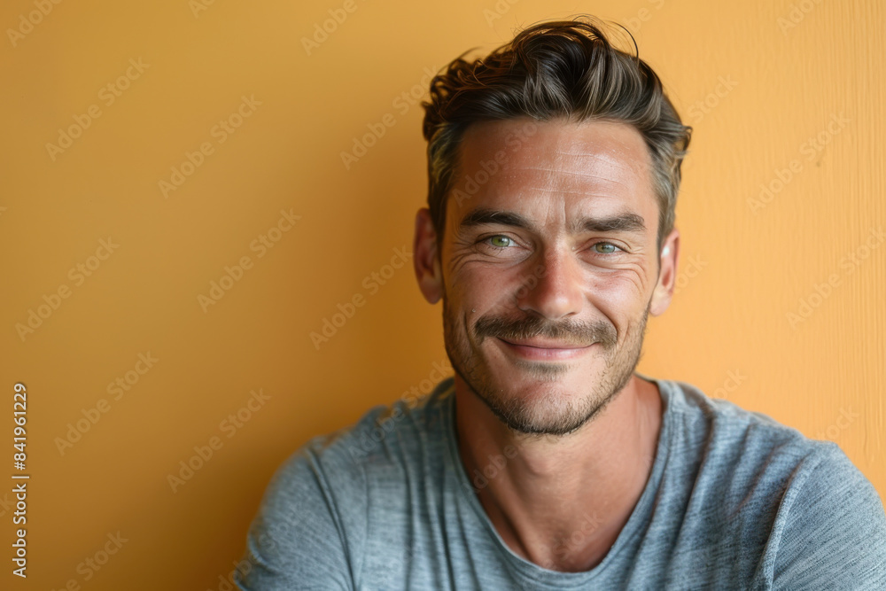 Fototapeta premium A close up portrait of a young man with a subtle smile