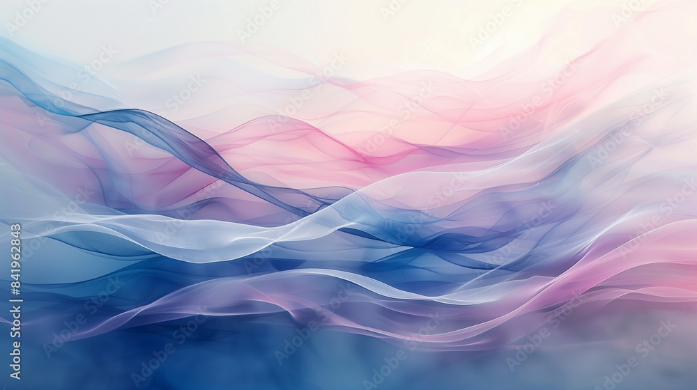 vibrant abstract painting featuring fluid, overlapping waves of blue and pink hues vibrant abstract painting featuring fluid, overlapping waves of blue and pink hues