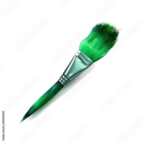 Green stroke of watercolor paint brush