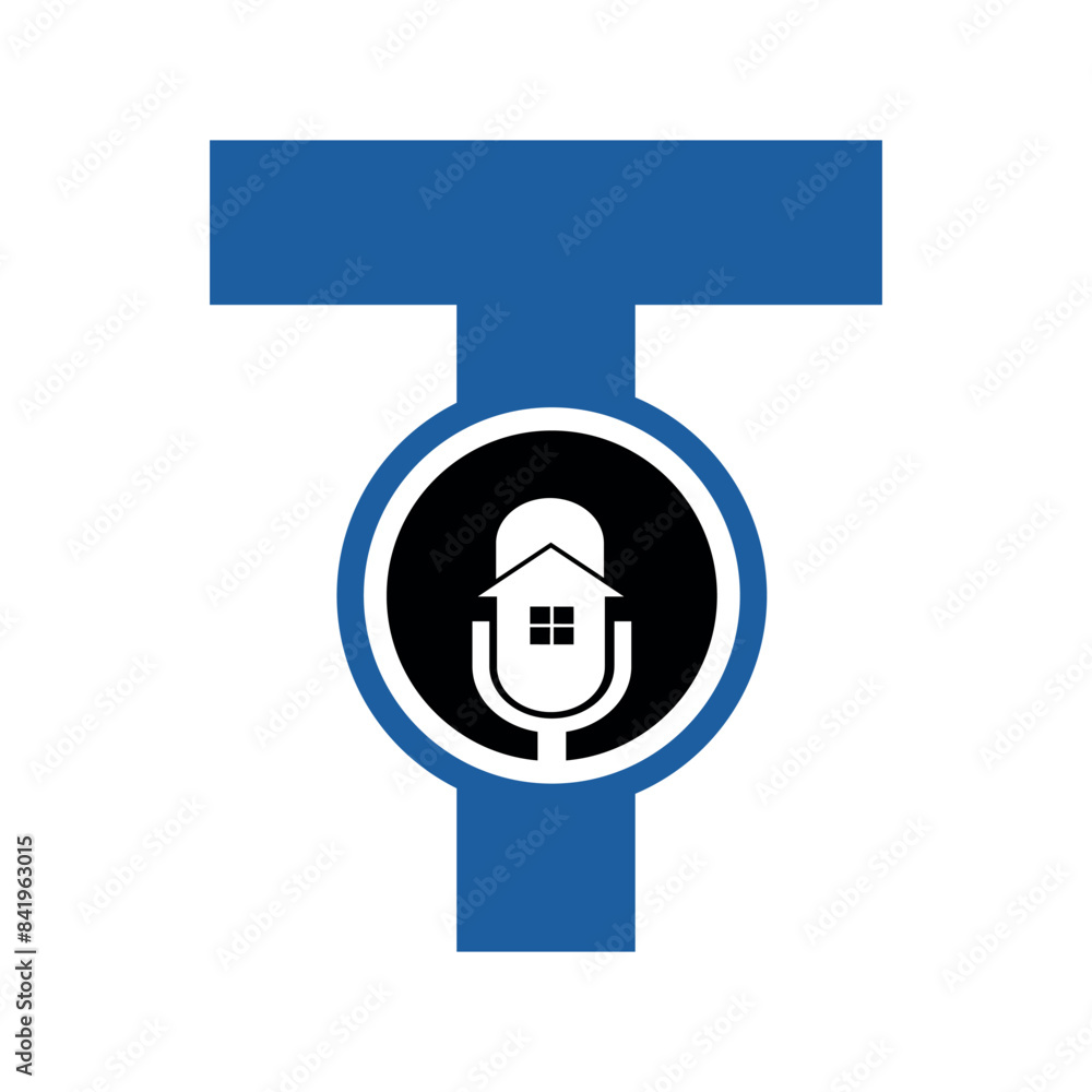 Podcast Home Logo combine with letter T vector template Podcast Home Logo combine with letter T vector template