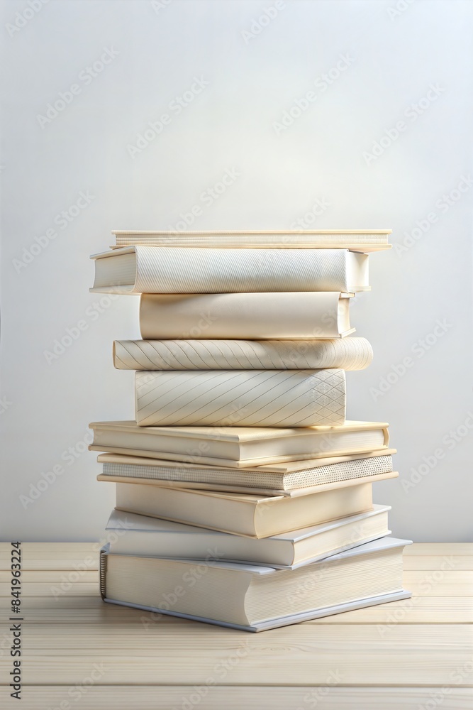 School book stack with white background and copy space. School banner for education advertising symbolizing knowledge and education, learning, study School book stack with white background and copy space. School banner for education advertising symbolizing knowledge and education, learning, study