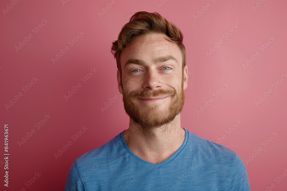 A close up portrait of a young man with a subtle smile A close up portrait of a young man with a subtle smile