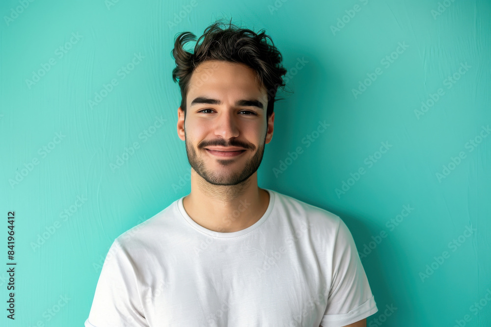 Obraz premium A close up portrait of a young man with a subtle smile