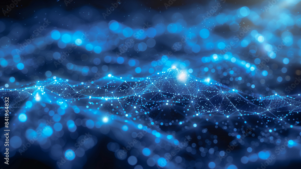 A captivating digital landscape with glowing lights and abstract lines creating a dynamic, sparkling network A captivating digital landscape with glowing lights and abstract lines creating a dynamic, sparkling network