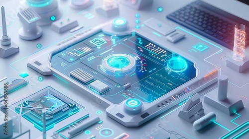 Wallpaper Mural Medical innovation hologram device flat design top view modern theme 3D render Triadic Color Scheme Torontodigital.ca