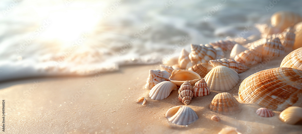 Sand background with sea shells Sand background with sea shells