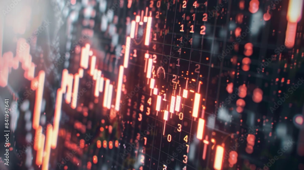 Obraz premium Binary code. Red glowing numbers on dark background.