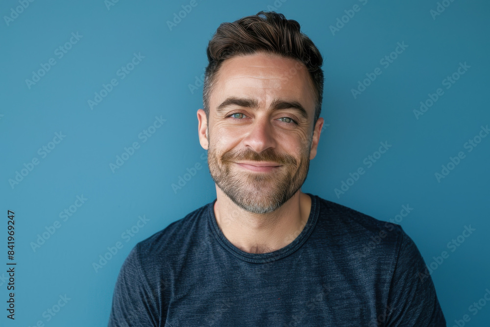 Fototapeta premium A close up portrait of a young man with a subtle smile