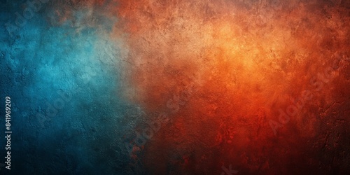 Beautiful Dark orange red blue abstract texture of a Grainy background gradient, providing a soft and delicate ambiance, with space for text overlay.