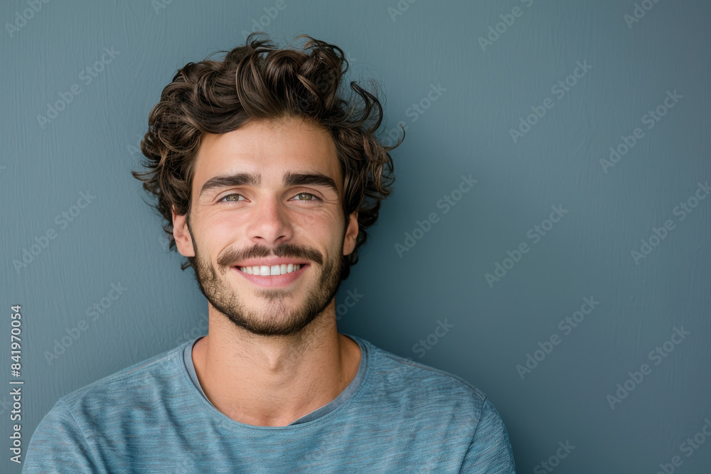 Obraz premium A close up portrait of a young man with a subtle smile