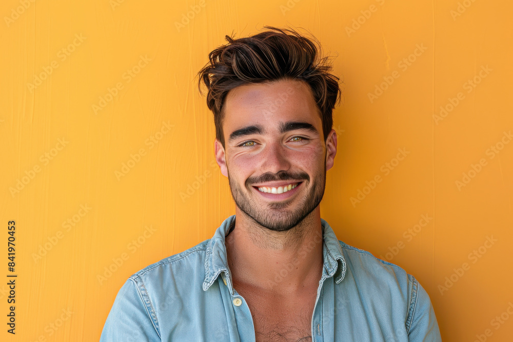 Obraz premium A close up portrait of a young man with a subtle smile