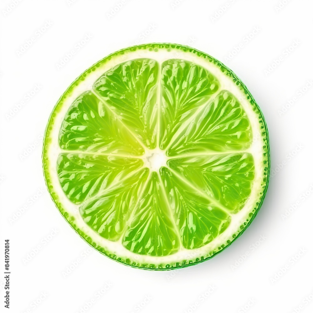 Slice of lime citrus fruit isolated on white with clipping path Slice of lime citrus fruit isolated on white with clipping path