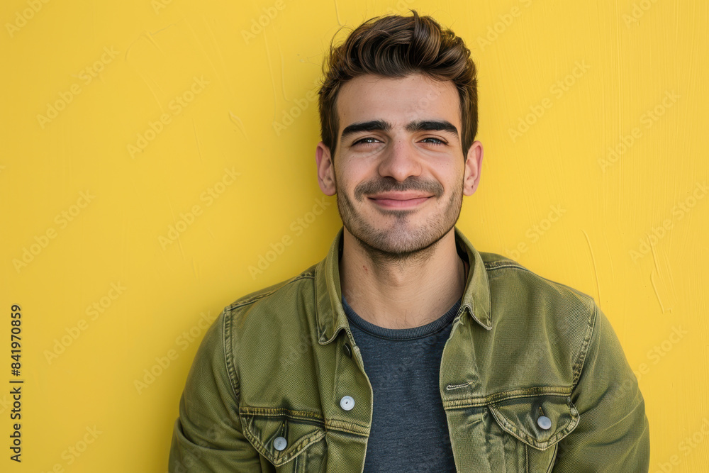 Obraz premium A close up portrait of a young man with a subtle smile
