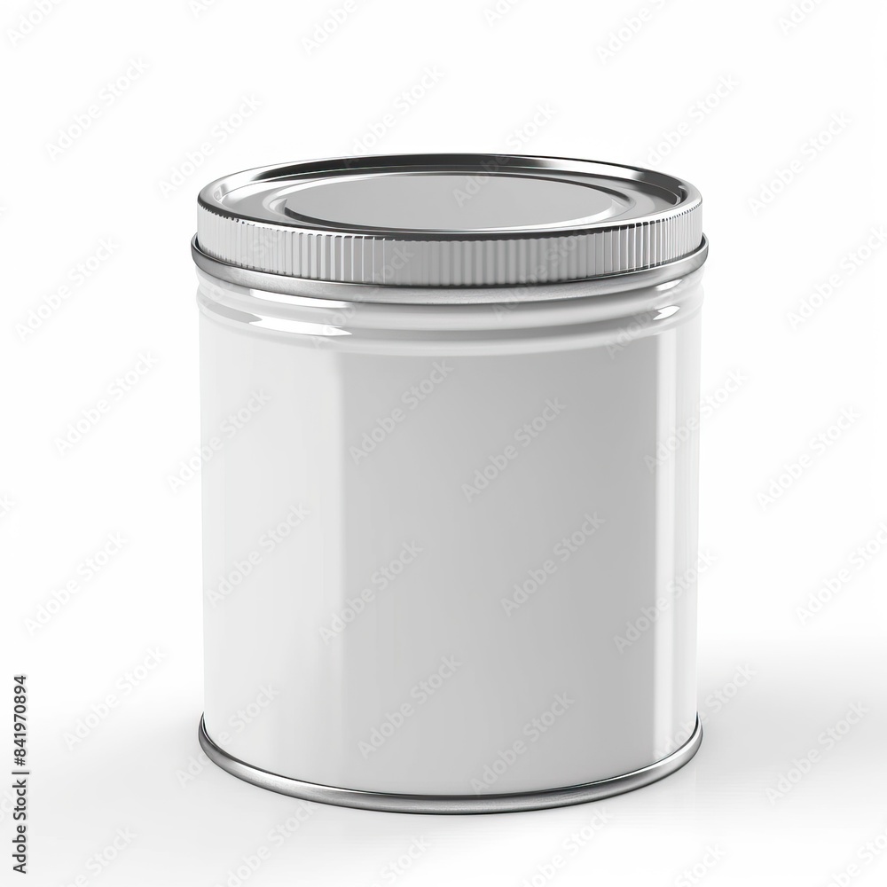 Small tin can with blank label isolated on white Small tin can with blank label isolated on white