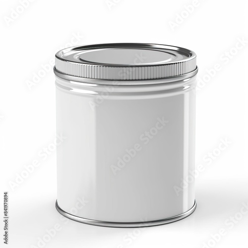 Small tin can with blank label isolated on white