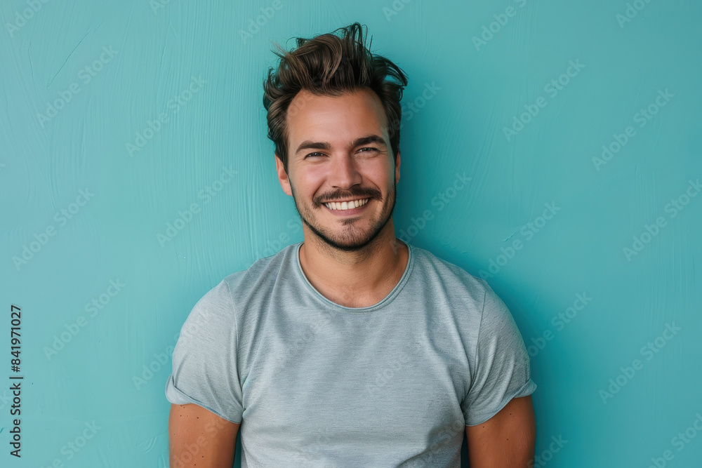 A close up portrait of a young man with a subtle smile A close up portrait of a young man with a subtle smile
