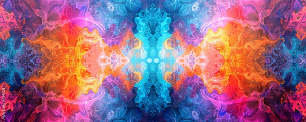 Colorful abstract symmetrical smoke pattern Colorful abstract symmetrical smoke pattern