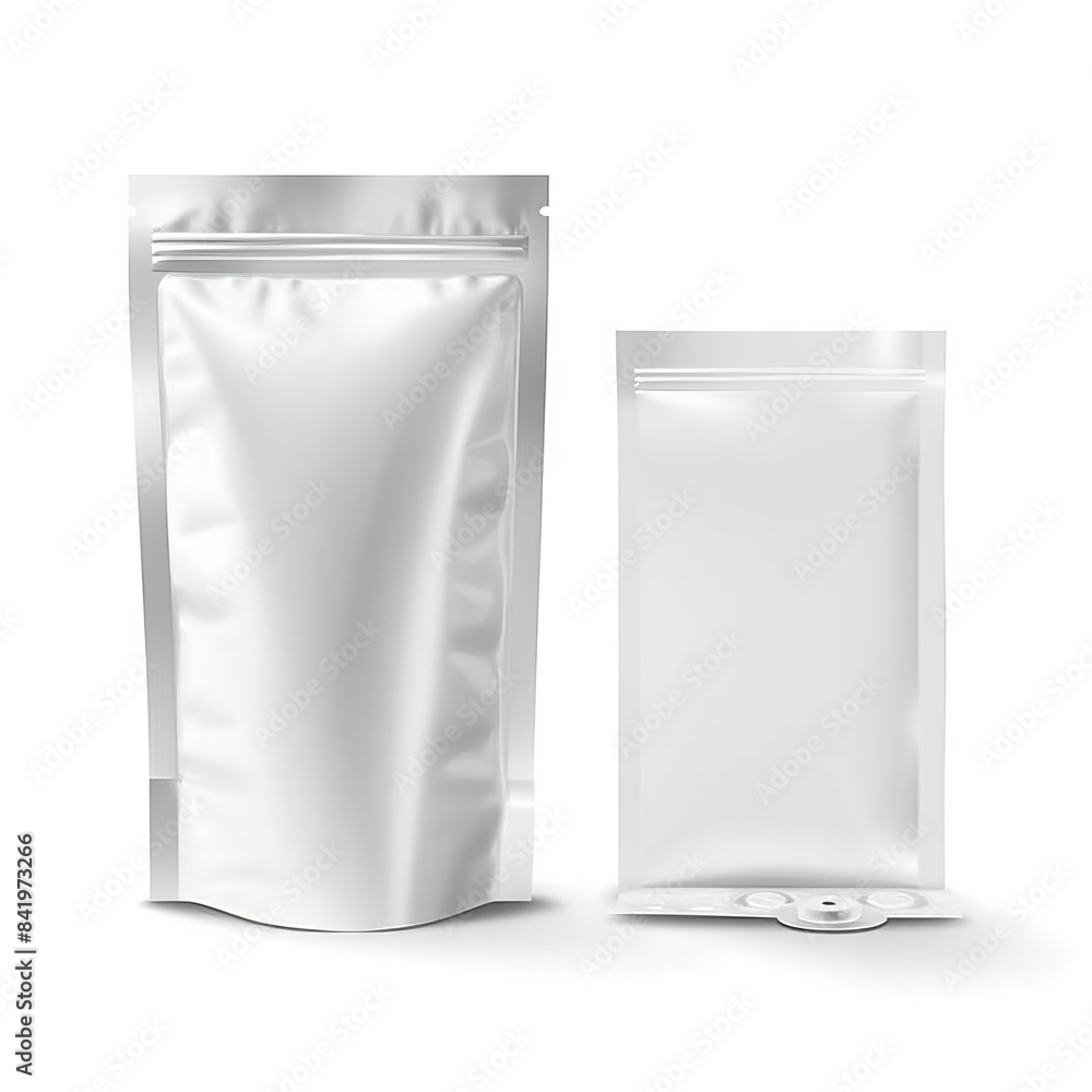 White blank foil or plastic sachet with valve and seal White blank foil or plastic sachet with valve and seal