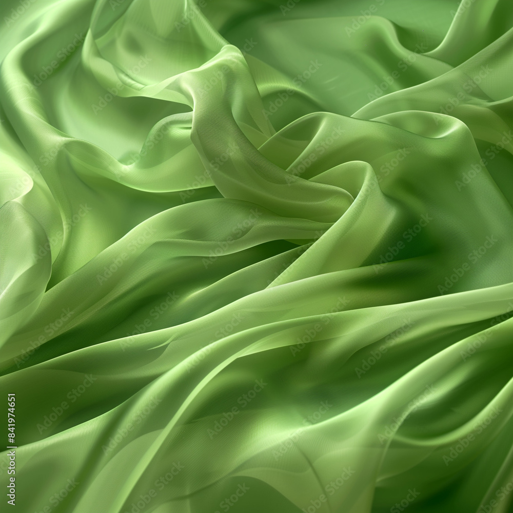 Green abstract satin background with smooth silky shapes. Luxury fabric or liquid wave grunge silk texture satin material. Elegant wallpaper design, background, luxury Christmas background. Green abstract satin background with smooth silky shapes. Luxury fabric or liquid wave grunge silk texture satin material. Elegant wallpaper design, background, luxury Christmas background.
