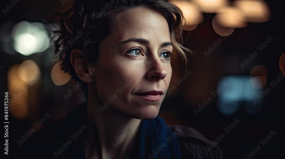 a woman in a dark room a woman in a dark room