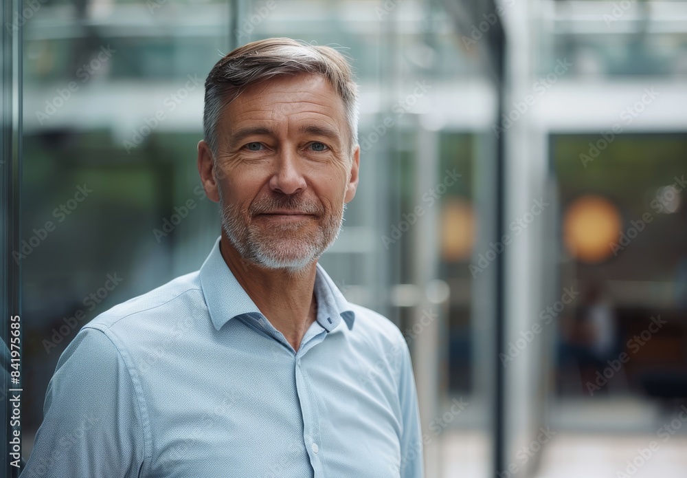 A portrait of a middle-aged man in an office A portrait of a middle-aged man in an office