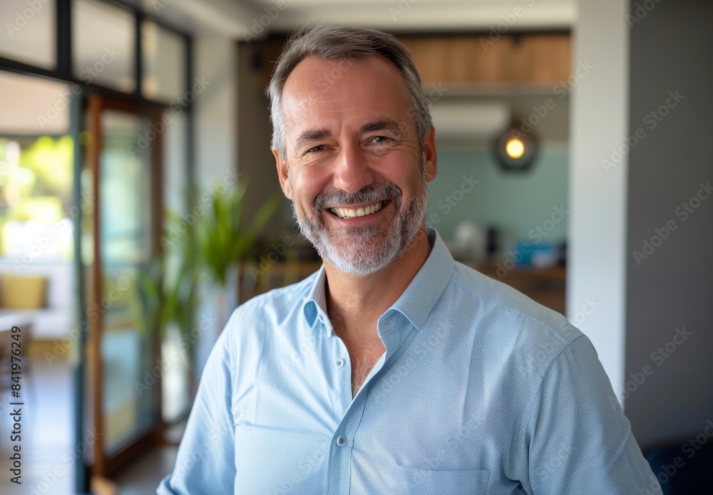 A portrait of a middle-aged man in an office A portrait of a middle-aged man in an office