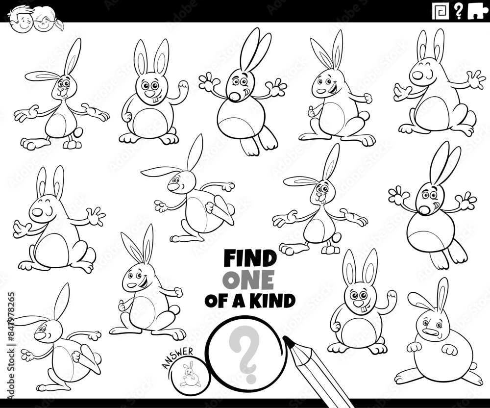 one of a kind game with cartoon rabbits coloring page one of a kind game with cartoon rabbits coloring page