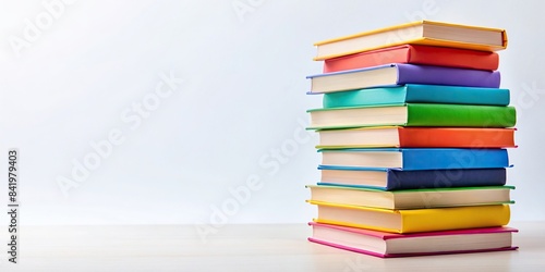 Colorful stack of books isolated on white background, pile, colorful, books, isolated, education, reading, learning, knowledge, library, literature, study, school, stack, assortment