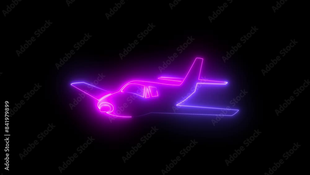 Neon flying airplane air flights Neon flying airplane air flights