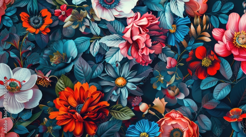 Multicoloured Floral Pattern in Textile Design Multicoloured Floral Pattern in Textile Design