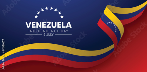Venezuela Independence Day 5 July flag ribbon vector poster
