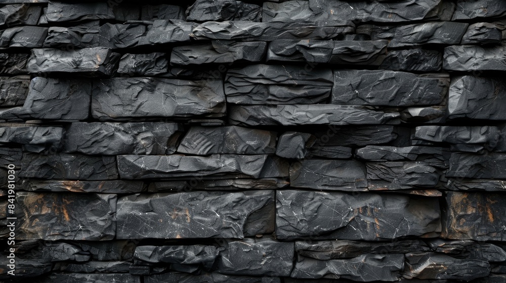 Black Stone Wall Texture - Generative AI