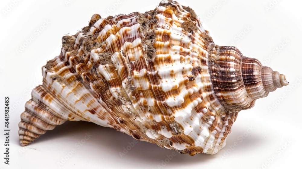 Obraz premium Brown and white seashell that appears relatively flat