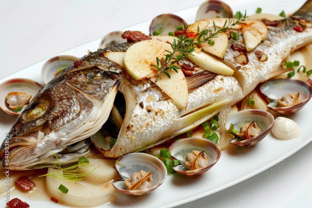 Tantalizing Baked Whole Bass with Apple Fennel: A Visual and Tasteful Sensation Tantalizing Baked Whole Bass with Apple Fennel: A Visual and Tasteful Sensation