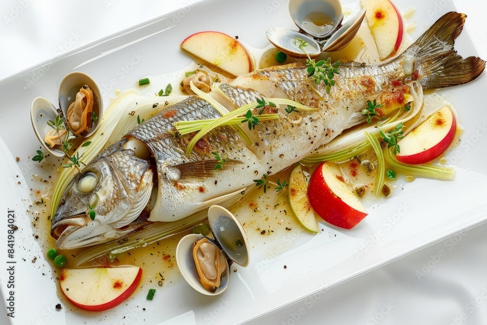 Elegant Baked Whole Bass with Apple Fennel: A Feast for the Palate
