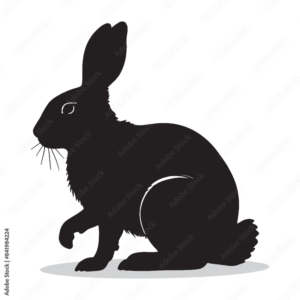 Fototapeta premium Rabbit silhouettes and icons. black flat color simple elegant white background Rabbit animal vector and illustration.